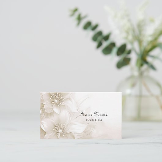 Ivory White Flowers Business Card 名刺 (スタンド正面)