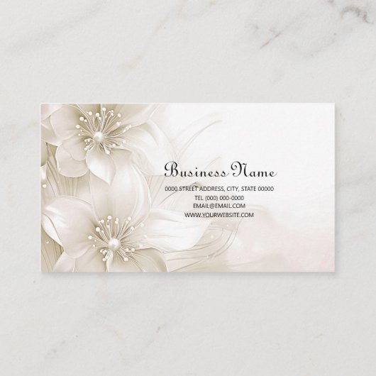 Ivory White Flowers Business Card 名刺 (裏面)
