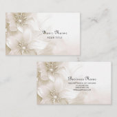 Ivory White Flowers Business Card 名刺 (正面/裏面)