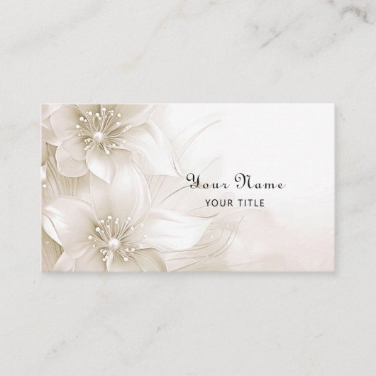 Ivory White Flowers Business Card 名刺 (正面)