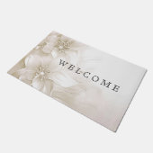 Ivory White Flowers Doormat ドアマット (アングル)