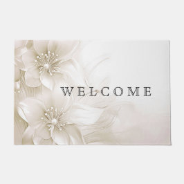 Ivory White Flowers Doormat ドアマット