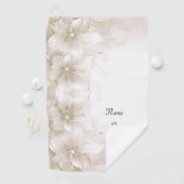 Ivory White Flowers Golf Towel ゴルフタオル (インサイチュ)