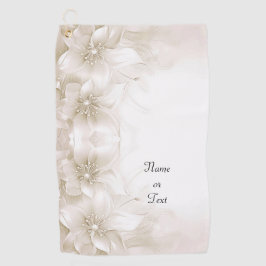 Ivory White Flowers Golf Towel ゴルフタオル