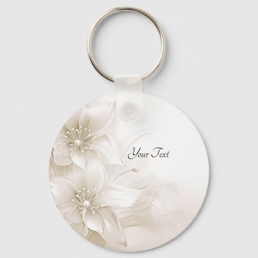 Ivory White Flowers Keychain キーホルダー (正面)