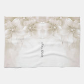 Ivory White Flowers Kitchen Towels キッチンタオル (横)