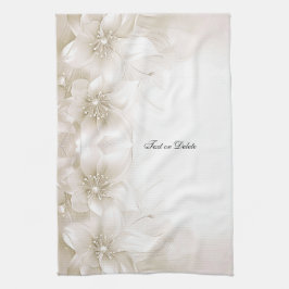Ivory White Flowers Kitchen Towels キッチンタオル