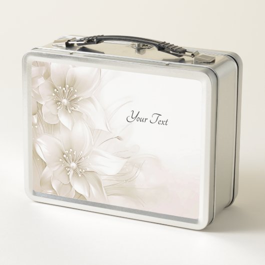 Ivory White Flowers Lunchbox メタルランチボックス (裏面)