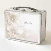 Ivory White Flowers Lunchbox メタルランチボックス (正面)