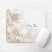 Ivory White Flowers Mousepad マウスパッド (マウス)