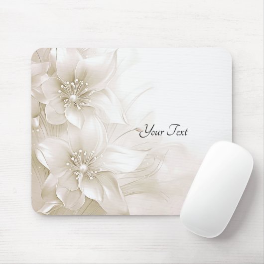 Ivory White Flowers Mousepad マウスパッド (マウス)