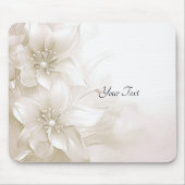 Ivory White Flowers Mousepad マウスパッド (正面)