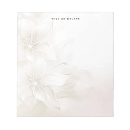 Ivory White Flowers Notepad ノートパッド