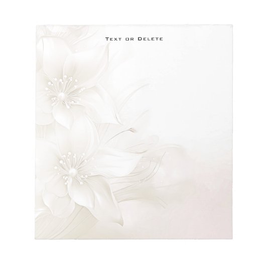 Ivory White Flowers Notepad ノートパッド (正面)