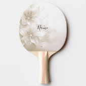 Ivory White Flowers Ping Pong Paddle 卓球ラケット (裏面)