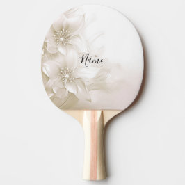 Ivory White Flowers Ping Pong Paddle 卓球ラケット