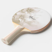 Ivory White Flowers Ping Pong Paddle 卓球ラケット (正面アングル)