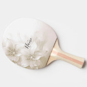 Ivory White Flowers Ping Pong Paddle 卓球ラケット (横)