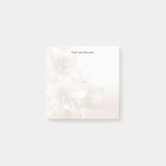 Ivory White Flowers Post it Notes ポストイット (正面)