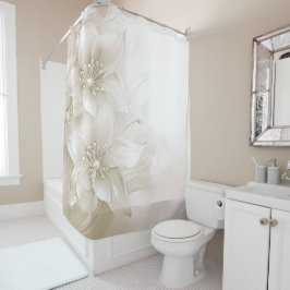 Ivory White Flowers Shower Curtain シャワーカーテン