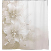 Ivory White Flowers Shower Curtain シャワーカーテン (正面)