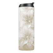 Ivory White Flowers Thermal Tumbler タンブラー (回転左)