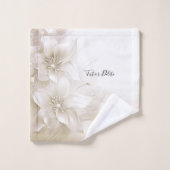 Ivory White Flowers Towel Set バスタオルセット (ウォッシュタオル)