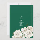 Ivory white gold glitter roses floral Wedding  招待状 (裏面)