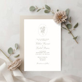 Ivory White & Sand | Stripe Floral Wedding  招待状