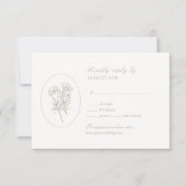 Ivory White | Stripe & Floral Wedding RSVP Card (正面)