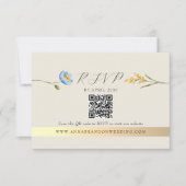 Ivory Wildflower QR Code Wedding 出欠カード (正面)
