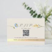 Ivory Wildflower QR Code Wedding 出欠カード (スタンド正面)