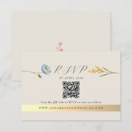 Ivory Wildflower QR Code Wedding 出欠カード