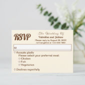 Ivory With Brown Text Wedding RSVP (スタンド正面)
