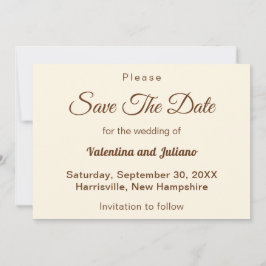 Ivory With Brown Text Wedding Save The Date セーブザデート