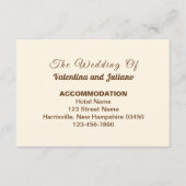 Ivory with Brown Typography Wedding Accommodation エンクロージャーカード (正面)