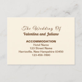 Ivory with Brown Typography Wedding Accommodation エンクロージャーカード