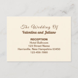 Ivory with Brown Typography Wedding Reception エンクロージャーカード