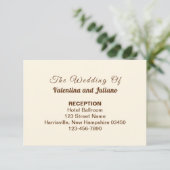 Ivory with Brown Typography Wedding Reception エンクロージャーカード (スタンド正面)