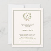 Ivory wreath monogrammed Bridal Shower invitation (正面)