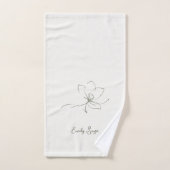 Ivory Zen Yoga Floral Line Art Sage Green ハンドタオル (ハンドタオル)