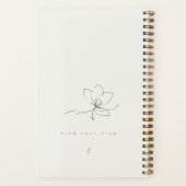 Ivory Zen Yoga Floral Line Art Sage Green Luxury ノートブック (裏面)