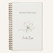 Ivory Zen Yoga Floral Line Art Sage Green Luxury ノートブック (正面)