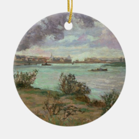 Ivryのセーヌ河そしてマルヌの合流 セラミックオーナメント (正面)