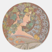 Ivy - Alphonse Mucha ラウンドシール (正面)