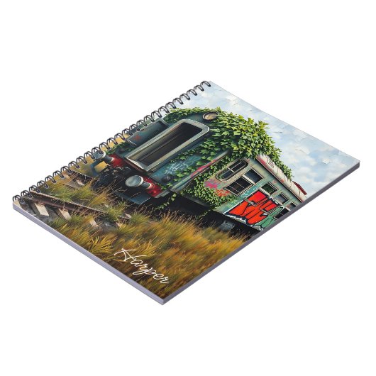 Ivy and Graffiti  Covered Abandoned Train  ノートブック (左側)