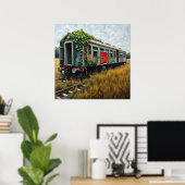 Ivy and Graffiti Covered Abandoned Train ポスター (ホームオフィス)