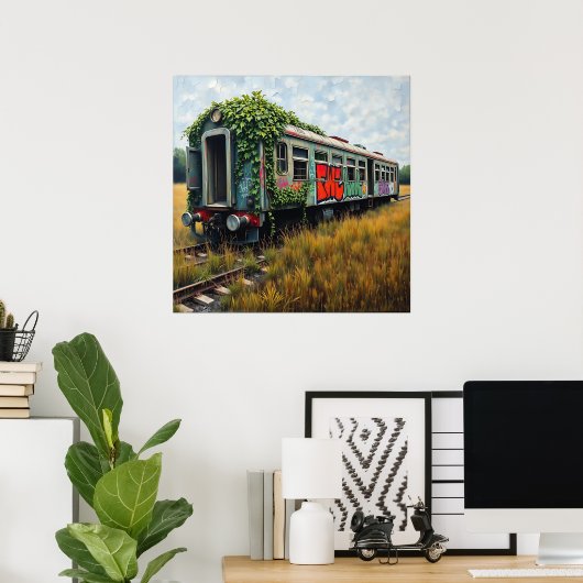 Ivy and Graffiti  Covered Abandoned Train  ポスター (ホームオフィス)