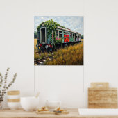 Ivy and Graffiti Covered Abandoned Train ポスター (キッチン)