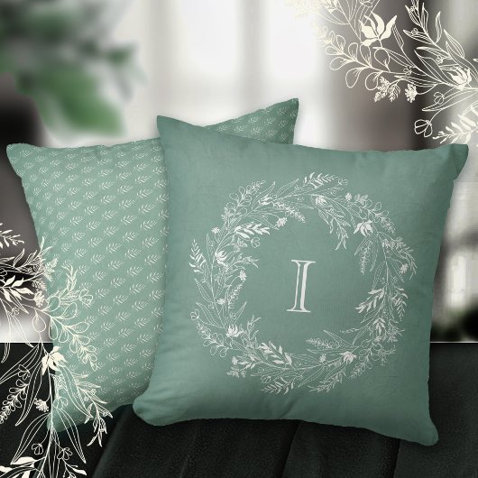 Ivy Botanical Monogram I Design クッション